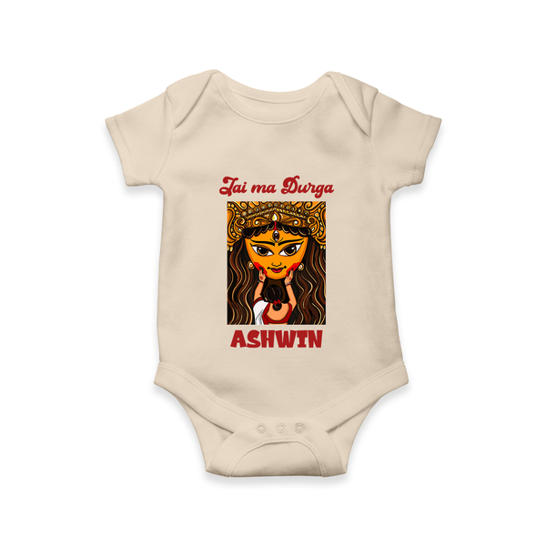 Jai Ma Durga Romper | Custom Baby Romper for Durga Blessings - IVORY - New Born (Chest 14")