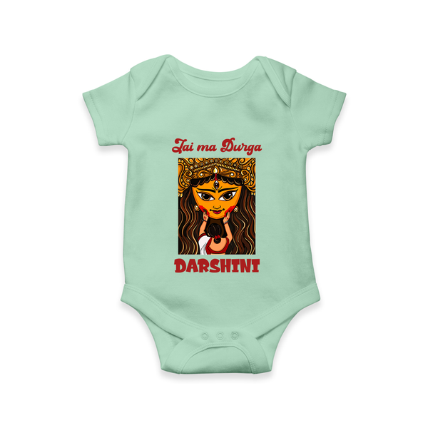 Jai Maa Durga Traditional Artwork Romper - MINT GREEN - New Born (Chest 14")