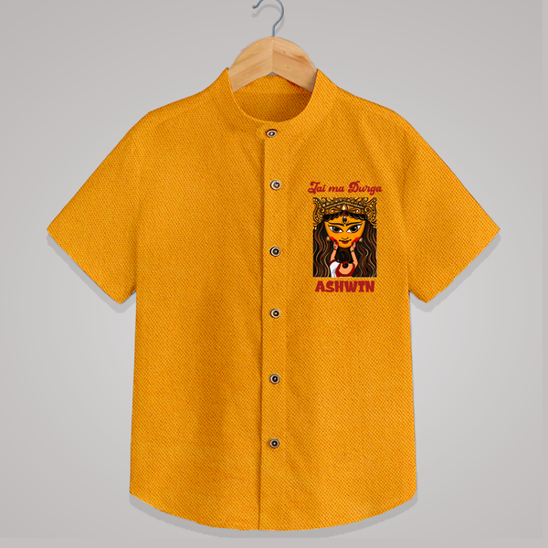 Jai Ma Durga Shirt | Custom Baby Shirt for Durga Blessings - CHROME YELLOW - 0 - 6 Months Old (Chest 23")
