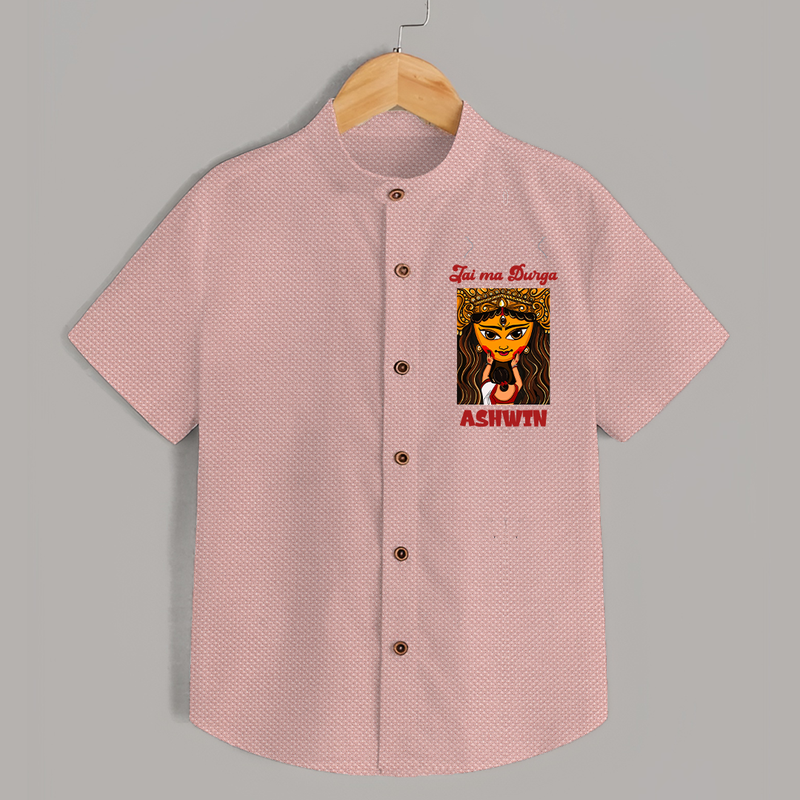 Jai Ma Durga Shirt | Custom Baby Shirt for Durga Blessings - PEACH - 0 - 6 Months Old (Chest 23")