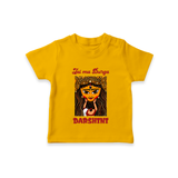Jai Maa Durga Traditional Artwork  T Shirt  - CHROME YELLOW - 0-5 Months Old (Chest 17")