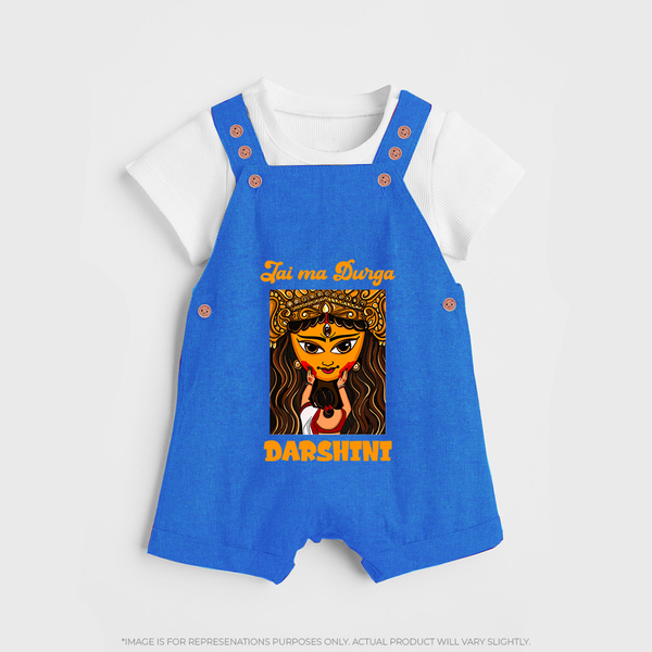 Jai Maa Durga Traditional Artwork Dungaree - COBALT BLUE - 0 - 5 Months Old (Chest 18")