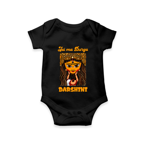 Jai Maa Durga Traditional Artwork Romper - BLACK - New Born (Chest 14")