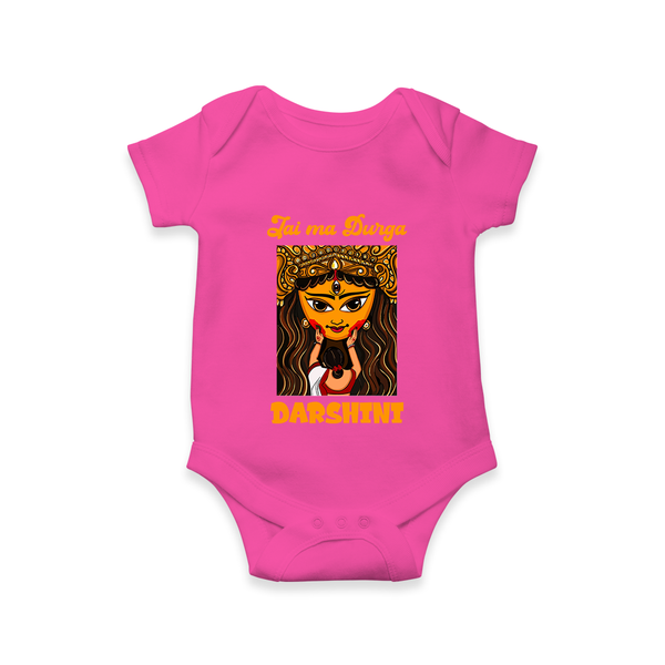 Jai Maa Durga Traditional Artwork Romper - HOT PINK - New Born (Chest 14")