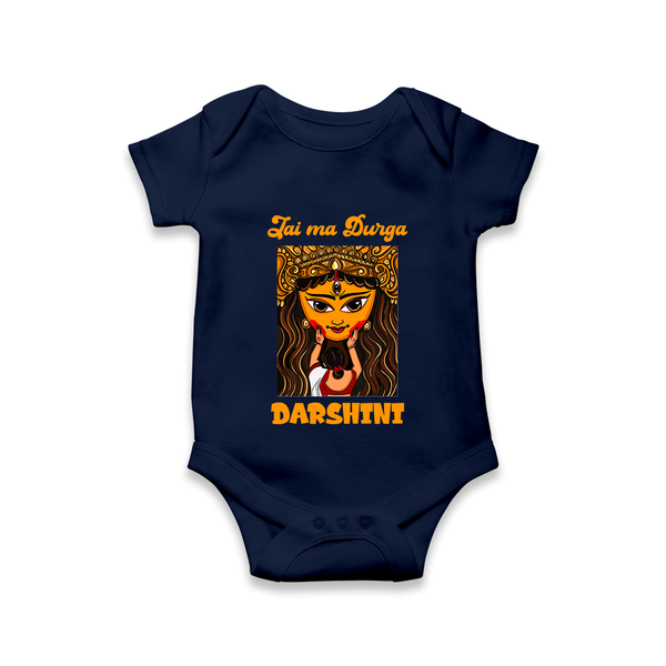Jai Maa Durga Traditional Artwork Romper - NAVY BLUE - New Born (Chest 14")