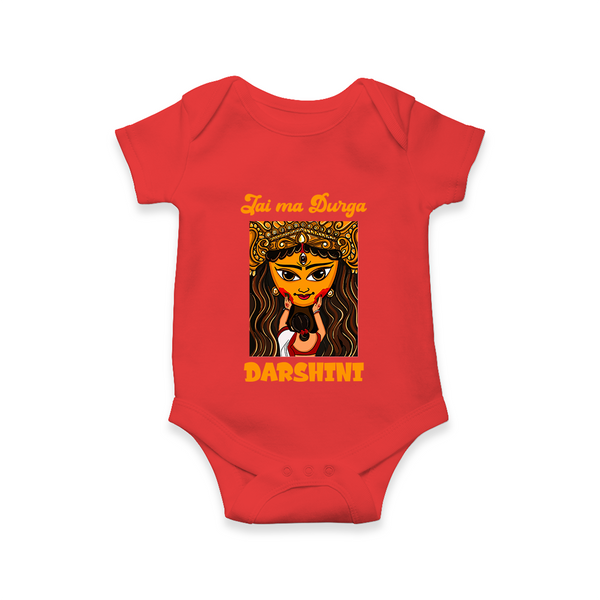 Jai Maa Durga Traditional Artwork Romper - RED - New Born (Chest 14")