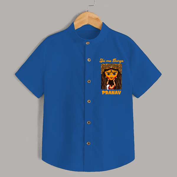 Jai Ma Durga Shirt | Custom Baby Shirt for Durga Blessings - COBALT BLUE - 0 - 6 Months Old (Chest 23")