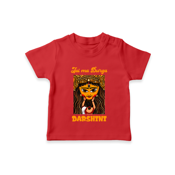 Jai Maa Durga Traditional Artwork  T Shirt  - RED - 0-5 Months Old (Chest 17")