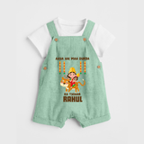 Aaya Hai Maa Durga Ka Utsav Dungaree Set | Personalized Baby Dungaree Set for Navratri - MINT GREEN - 0 - 5 Months Old (Chest 18")