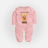 Aaya Hai Maa Durga Ka Utsav Sleep Suit | Personalized Baby Sleep Suit for Navratri - BABY PINK - New Born (Chest 7.5")