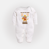 Aaya Hai Maa Durga Ka Utsav Sleep Suit | Personalized Baby Sleep Suit for Navratri - WHITE - New Born (Chest 7.5")