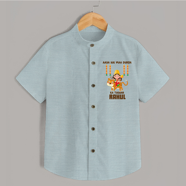 Aaya Hai Maa Durga Ka Utsav Shirt | Personalized Baby Shirt for Navratri - ARCTIC BLUE - 0 - 6 Months Old (Chest 23")