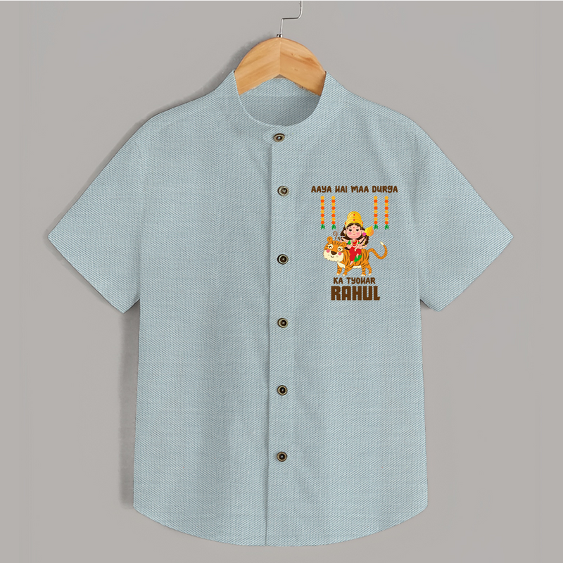Aaya Hai Maa Durga Ka Utsav Shirt | Personalized Baby Shirt for Navratri - ARCTIC BLUE - 0 - 6 Months Old (Chest 23")