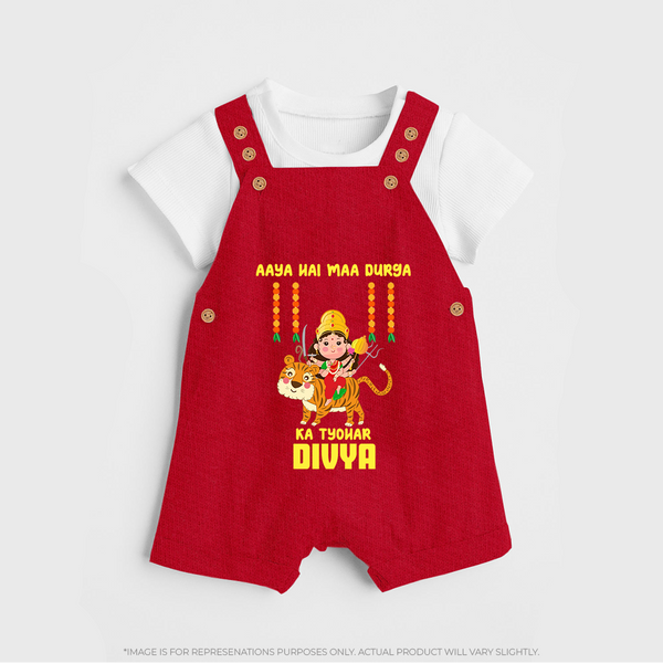 Aaya Hai Maa Durga Festive Celebration Dungaree - RED - 0 - 5 Months Old (Chest 18")