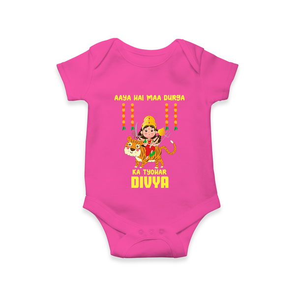 Aaya Hai Maa Durga Festive Celebration Romper - HOT PINK - New Born (Chest 14")