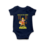 Aaya Hai Maa Durga Ka Utsav Romper | Personalized Baby Romper for Navratri - NAVY BLUE - New Born (Chest 14")