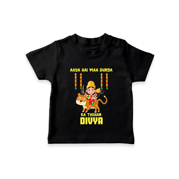 Aaya Hai Maa Durga Festive Celebration  T Shirt  - BLACK - 0-5 Months Old (Chest 17")