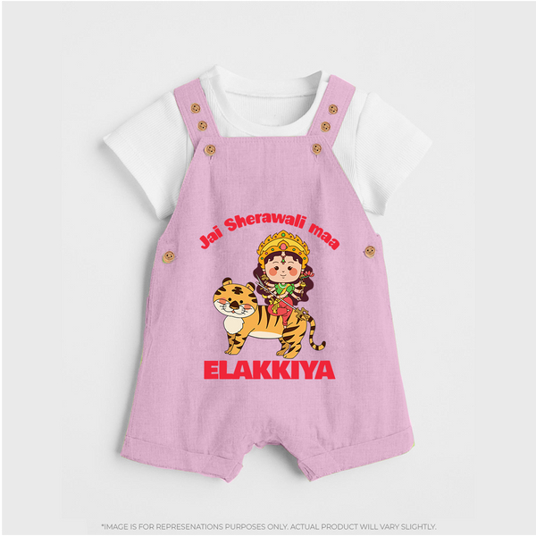 Jai Sherawali Maa Divine Tiger Theme Dungaree - BABY PINK - 0 - 5 Months Old (Chest 18")