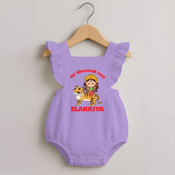 Jai Sherawali Maa Divine Tiger Theme Romper Frock - LILAC - 0 - 3 Months Old (Chest 19")