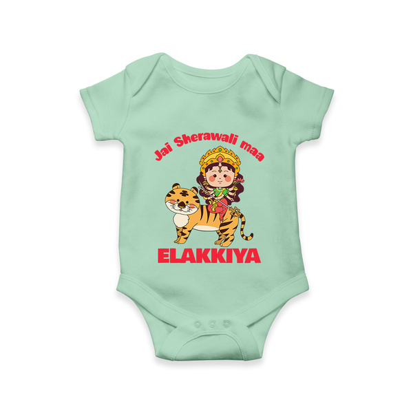 Jai Sherawali Maa Divine Tiger Theme Romper - MINT GREEN - New Born (Chest 14")
