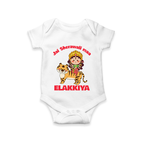 Jai Sherawali Maa Divine Tiger Theme Romper - WHITE - New Born (Chest 14")