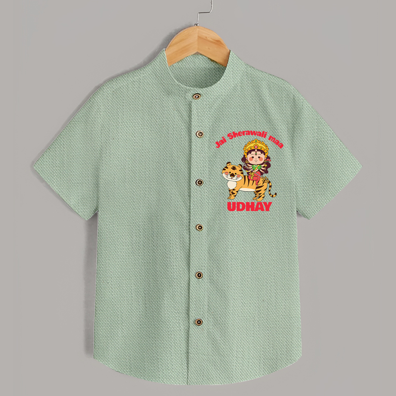 Jai Sherawali Maa Shirt | Custom Baby Shirt for Festival Devotion - MINT GREEN - 0 - 6 Months Old (Chest 23")