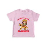 Jai Sherawali Maa Divine Tiger Theme  T Shirt  - BABY PINK - 0-5 Months Old (Chest 17")