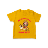 Jai Sherawali Maa Divine Tiger Theme  T Shirt  - CHROME YELLOW - 0-5 Months Old (Chest 17")