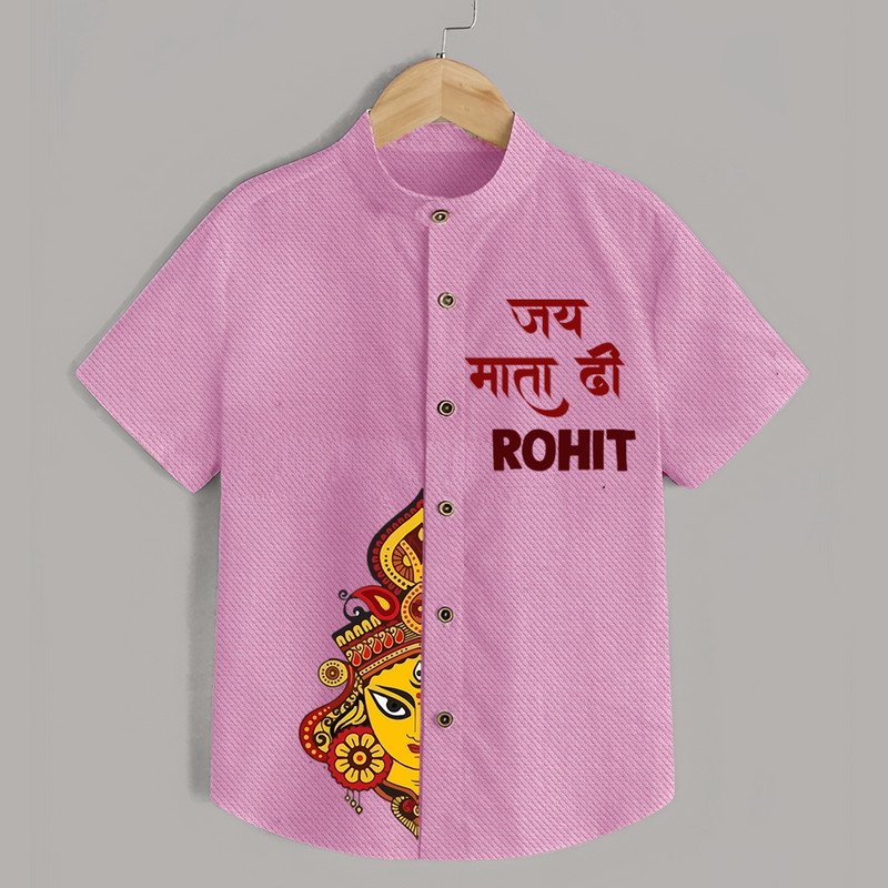 Navratri's Little Star Shirt | Personalized Kids Shirt for Festival Fun - BABY PINK - 0 - 6 Months Old (Chest 23")