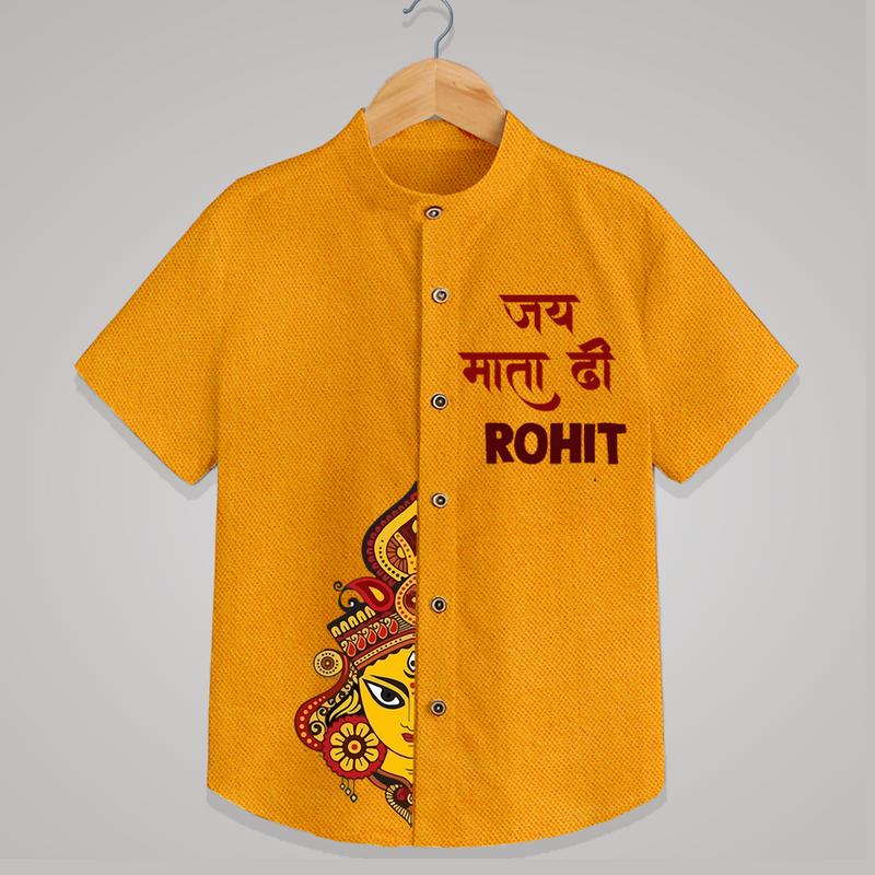 Navratri's Little Star Shirt | Personalized Kids Shirt for Festival Fun - CHROME YELLOW - 0 - 6 Months Old (Chest 23")