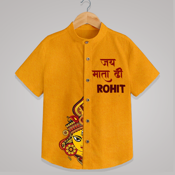  Jai Mata Di Ganesh Devotional  Shirt - CHROME YELLOW - 0 - 6 Months Old (Chest 23")
