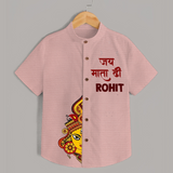 Navratri's Little Star Shirt | Personalized Kids Shirt for Festival Fun - PEACH - 0 - 6 Months Old (Chest 23")