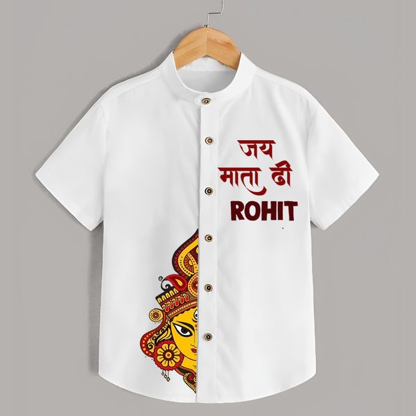  Jai Mata Di Ganesh Devotional  Shirt - WHITE - 0 - 6 Months Old (Chest 23")