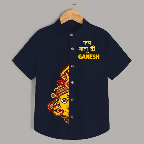  Jai Mata Di Ganesh Devotional  Shirt - NAVY BLUE - 0 - 6 Months Old (Chest 23")