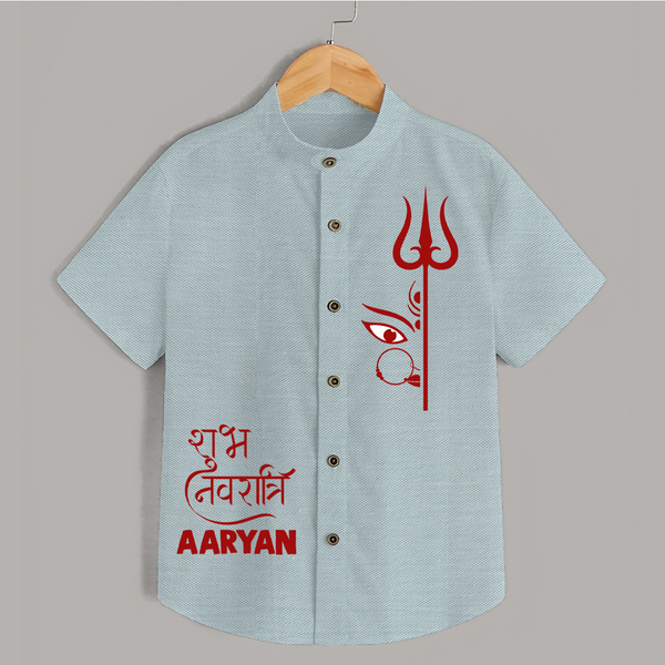 Shubh Navratri Trishul Devotional  Shirt - ARCTIC BLUE - 0 - 6 Months Old (Chest 23")