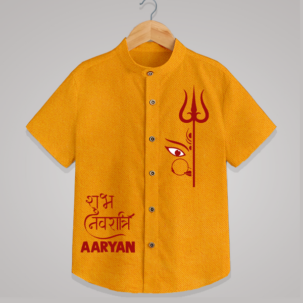 Festival Blessings Durga Shirt | Custom Kids Shirt for Little Devotees - CHROME YELLOW - 0 - 6 Months Old (Chest 23")