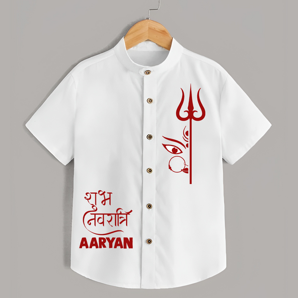 Shubh Navratri Trishul Devotional  Shirt - WHITE - 0 - 6 Months Old (Chest 23")