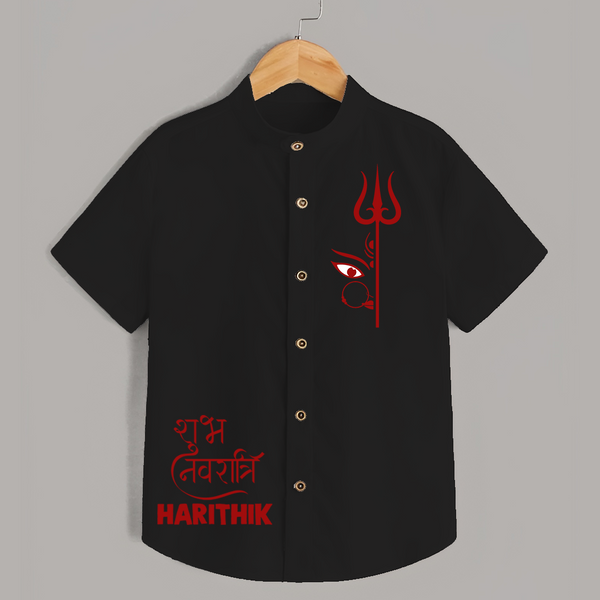 Shubh Navratri Trishul Devotional  Shirt - BLACK - 0 - 6 Months Old (Chest 23")