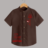 Shubh Navratri Trishul Devotional  Shirt - CHOCOLATE BROWN - 0 - 6 Months Old (Chest 23")