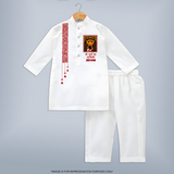 Durga Maa Face Art Devotional Kurta - WHITE - 3 - 6 Months Old (Chest 24", Kurta Length 14'', Waist 19", Pant Length 14")