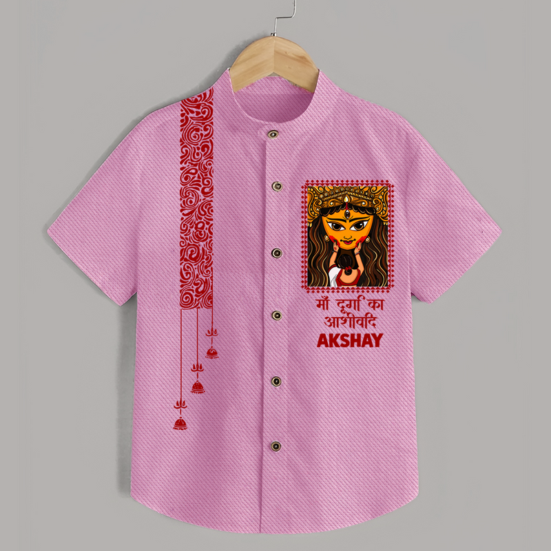 Durga Puja Vibe Starts  | Personalized Kids Shirt for Durga Puja - BABY PINK - 0 - 6 Months Old (Chest 23")