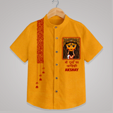 Durga Puja Vibe Starts  | Personalized Kids Shirt for Durga Puja - CHROME YELLOW - 0 - 6 Months Old (Chest 23")