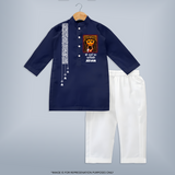  Durga Maa Face Art Devotional Kurta - NAVY BLUE - 3 - 6 Months Old (Chest 24", Kurta Length 14'', Waist 19", Pant Length 14")