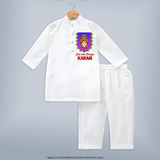  Jai Maa Durga Festive Devotional Kurta - WHITE - 3 - 6 Months Old (Chest 24", Kurta Length 14'', Waist 19", Pant Length 14")