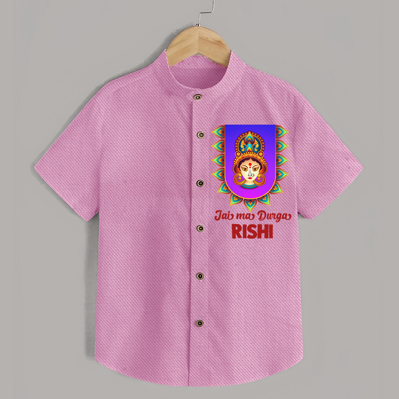 Jai Ma Durga Shirt | Custom Kids Shirt for Navratri Festivities - BABY PINK - 0 - 6 Months Old (Chest 23")