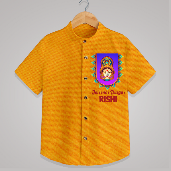  Jai Maa Durga Festive Devotional  Shirt - CHROME YELLOW - 0 - 6 Months Old (Chest 23")