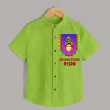  Jai Maa Durga Festive Devotional  Shirt - LIME GREEN - 0 - 6 Months Old (Chest 23")