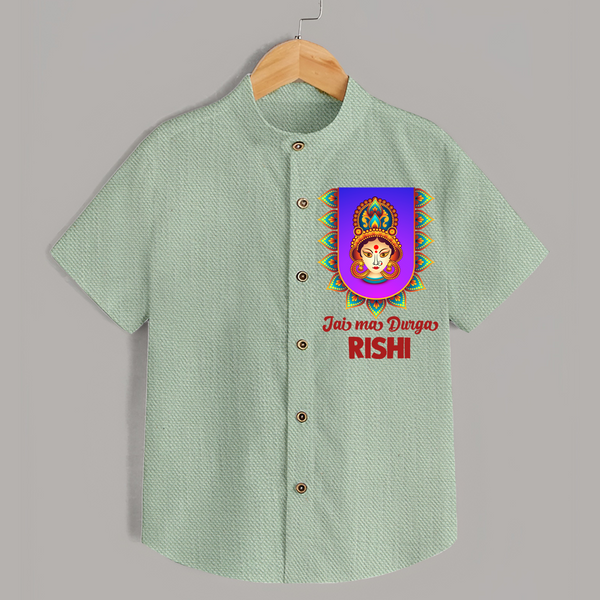  Jai Maa Durga Festive Devotional  Shirt - MINT GREEN - 0 - 6 Months Old (Chest 23")