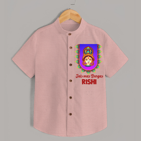 Jai Ma Durga Shirt | Custom Kids Shirt for Navratri Festivities - PEACH - 0 - 6 Months Old (Chest 23")
