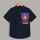 Jai Ma Durga Shirt | Custom Kids Shirt for Navratri Festivities - NAVY BLUE - 0 - 6 Months Old (Chest 23")